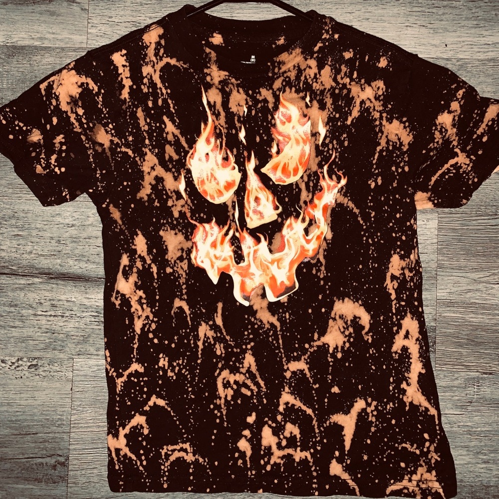 Halloween Flame Pumpkin Acid Dye Tee